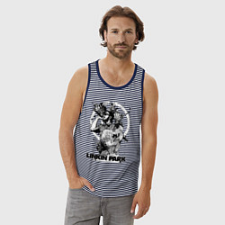 Майка мужская хлопок Linkin Park all, цвет: синяя тельняшка — фото 2
