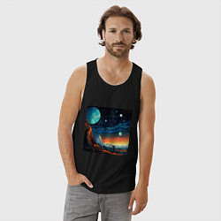 Майка мужская хлопок Космос в стиле комиксов, цвет: черный — фото 2