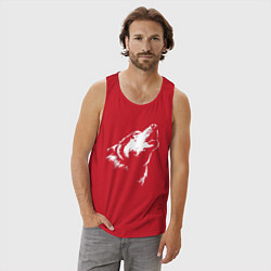 Майка мужская хлопок Волк воет, цвет: красный — фото 2