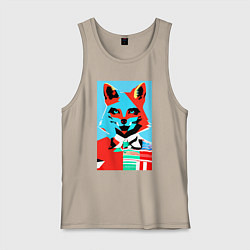 Мужская майка Морда лисы - поп-арт - нейросеть