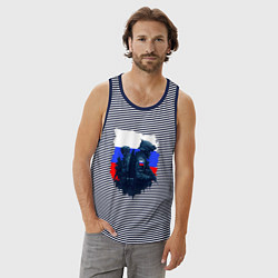 Майка мужская хлопок Военные РФ и флаг - neuro art, цвет: синяя тельняшка — фото 2