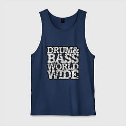 Майка мужская хлопок Drum and bass world wide, цвет: тёмно-синий