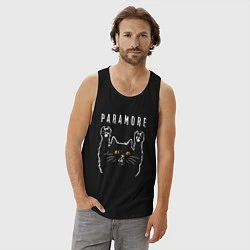 Майка мужская хлопок Paramore rock cat, цвет: черный — фото 2