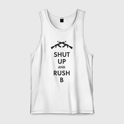 Майка мужская хлопок Shut up and rush b, цвет: белый