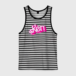 Майка мужская хлопок Логотип розовый Кен, цвет: черная тельняшка