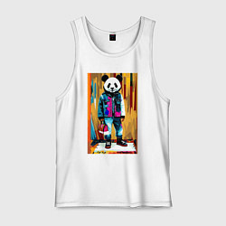 Майка мужская хлопок Funny panda - pop art, цвет: белый