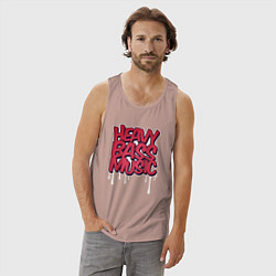 Майка мужская хлопок Heavy bass music, цвет: пыльно-розовый — фото 2