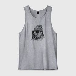 Майка мужская хлопок Медведь в шапке, цвет: меланж