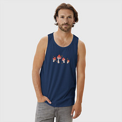 Майка мужская хлопок Грибы мухоморы в ретро стиле, цвет: тёмно-синий — фото 2