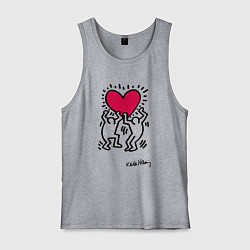 Мужская майка Человечки с сердцем - поп арт Кит Харинг