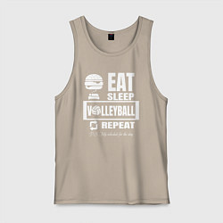 Майка мужская хлопок Волейбол на повторе, цвет: миндальный