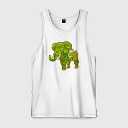Майка мужская хлопок Зелёный слон, цвет: белый