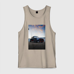 Майка мужская хлопок Авто на фоне неба, цвет: миндальный