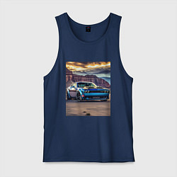 Майка мужская хлопок Авто Додж Челленджер, цвет: тёмно-синий
