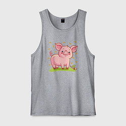 Майка мужская хлопок Розовый поросёнок, цвет: меланж