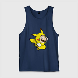 Майка мужская хлопок Марио пикачу, цвет: тёмно-синий