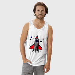 Майка мужская хлопок Ракета на взлете, цвет: белый — фото 2