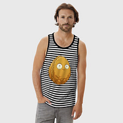 Майка мужская хлопок Стенорех, цвет: черная тельняшка — фото 2