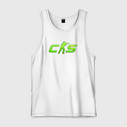 Майка мужская хлопок CS2 green logo, цвет: белый