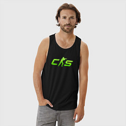 Майка мужская хлопок CS2 green logo, цвет: черный — фото 2
