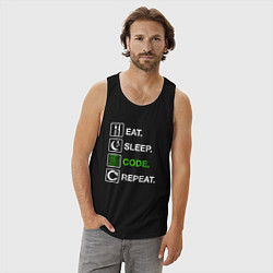 Майка мужская хлопок Eat Sleep Code Repeat, цвет: черный — фото 2