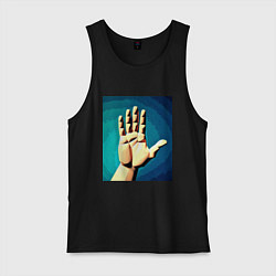 Майка мужская хлопок Приветствие рукой, цвет: черный