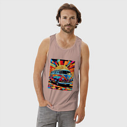 Майка мужская хлопок В машине на отдых, цвет: пыльно-розовый — фото 2