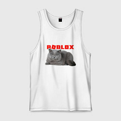 Майка мужская хлопок Кот roblox, цвет: белый