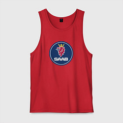 Майка мужская хлопок Saab sport auto, цвет: красный