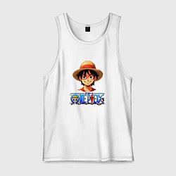 Майка мужская хлопок Монки д Луффи one piece, цвет: белый