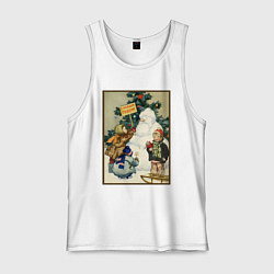 Майка мужская хлопок Ретро открытка с новым годом, цвет: белый