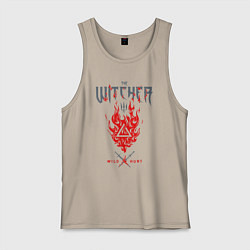 Майка мужская хлопок Ведьмак - знак Игни, цвет: миндальный