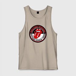 Майка мужская хлопок Rolling Stones established 1962, цвет: миндальный