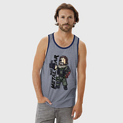 Майка мужская хлопок Vault - Snake solid, цвет: синяя тельняшка — фото 2