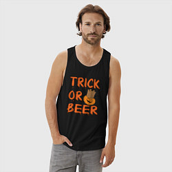 Майка мужская хлопок Trick or beer, цвет: черный — фото 2