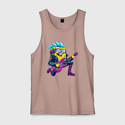 Мужская майка Губка Боб - рок гитарист - нейросеть