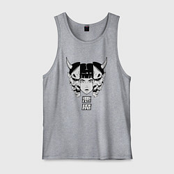 Майка мужская хлопок Маска демона Они, цвет: меланж