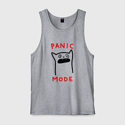 Майка мужская хлопок Panic mode - котик, цвет: меланж
