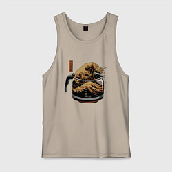 Мужская майка Большая волна в Канагаве в чайнике с кофе