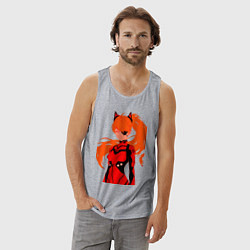 Майка мужская хлопок Asuka Langley is Dead Serious, цвет: меланж — фото 2