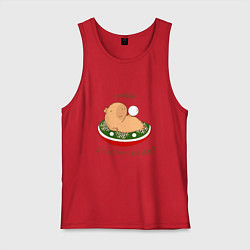 Мужская майка Капибара на отдыхе зимой: я няша