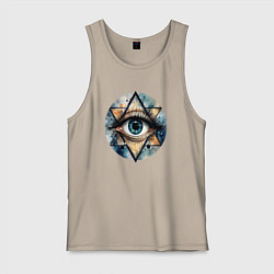 Майка мужская хлопок Акварельный глаз, цвет: миндальный