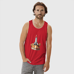 Майка мужская хлопок Взлет космической ракеты, цвет: красный — фото 2