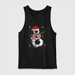 Майка мужская хлопок Soccer snowman, цвет: черный