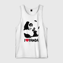 Майка мужская хлопок I love panda, цвет: белый