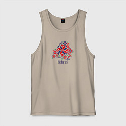 Майка мужская хлопок Belarus орнамент, цвет: миндальный