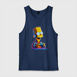 Майка мужская хлопок Bart is an avid gamer, цвет: тёмно-синий