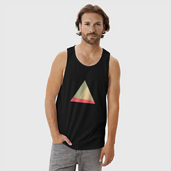 Майка мужская хлопок Абстрактные цветные треугольники, цвет: черный — фото 2