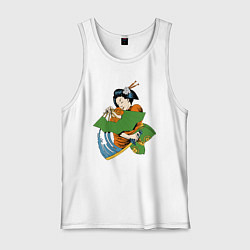 Мужская майка Японка с веером и катаной