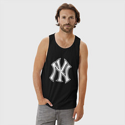 Майка мужская хлопок New York yankees - baseball logo, цвет: черный — фото 2